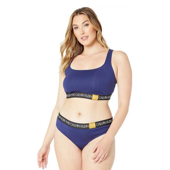 Calvin Klein Plus Size 1981 Bold Unlined Bralette QF5651 Purple Night Size 1X - Picture 1 of 2